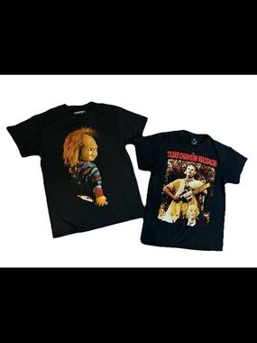 2 Rare Horror Shirts Size MedChucky Child’s Play 2004 Movie/1974 Texas Chainsaw